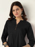 Janasya Women's Black Cotton Solid A-line Co-ord Set